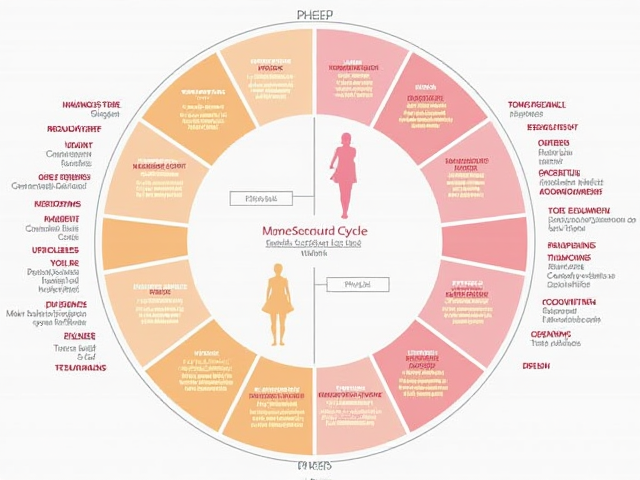 A visual representation of a menstrual cycle chart with phases and symptoms highlighted.