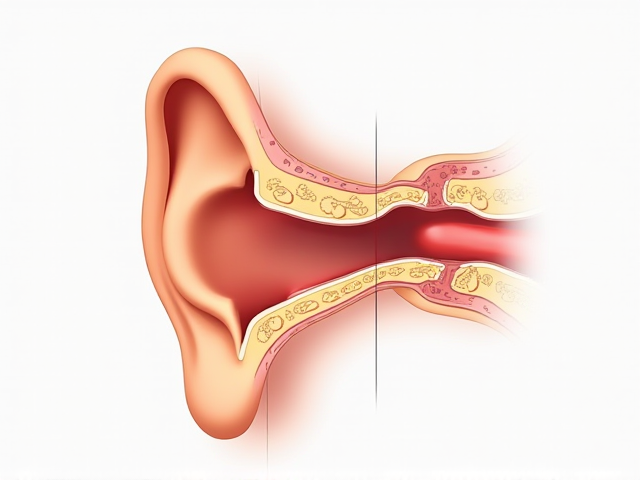 Illustration of ear anatomy highlighting outer ear and ear canal