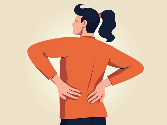Illustration of a person holding their back showing signs of pain