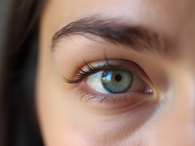 Close-up of an eye and eyebrow with swelling