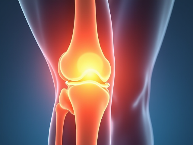 Illustration of knee anatomy highlighting the area of sound and pain