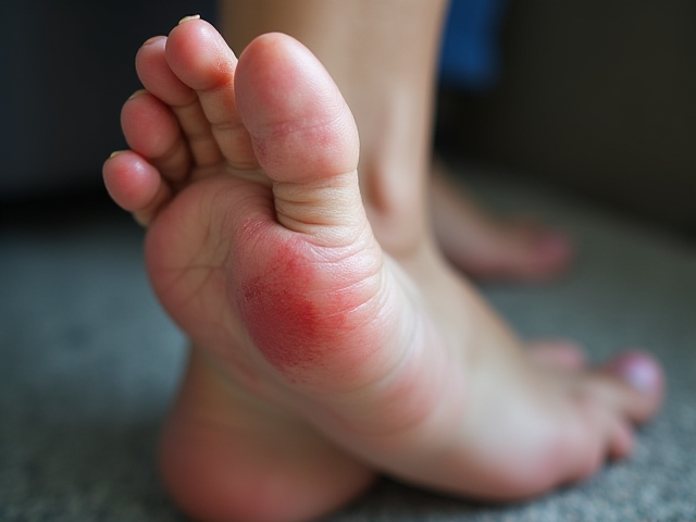 Close up of an injured foot that has bruises and swelling due to an external impact