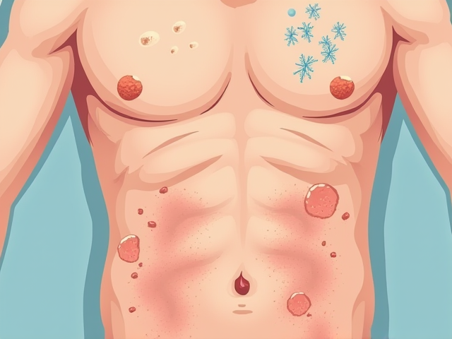An image depicting armpit and abdominal acne, highlighting causes such as sweat and bacteria.