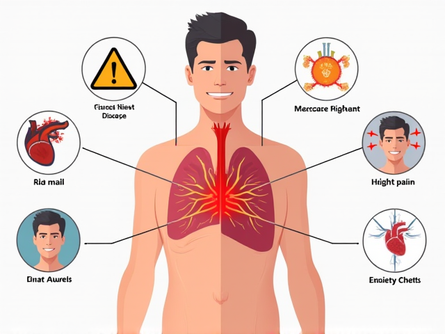 A diagram showing various causes of chest pain including heart disease and anxiety