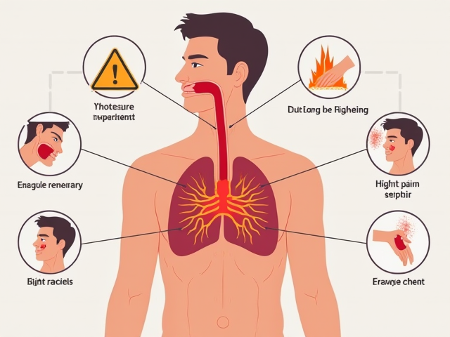 An illustration depicting symptoms of chest pain such as tightness and pressure
