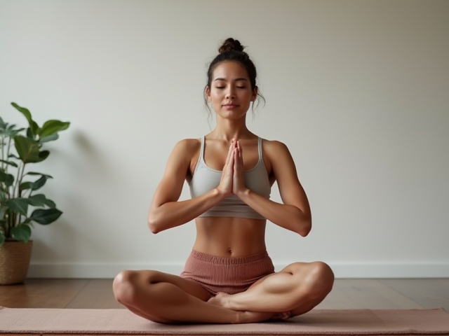 Woman practicing yoga for relieving abdominal pain