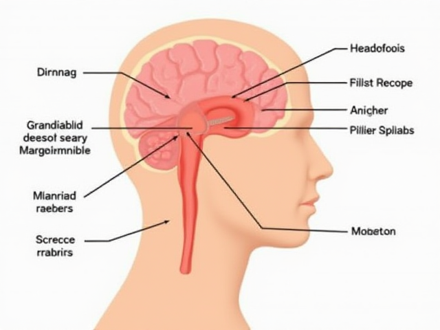 Illustration of causes of right side headache with labeled elements