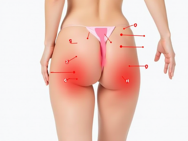 Anatomy diagram of thigh showing pain points