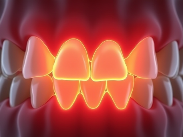 Inflamed gums concept with highlighted areas in the mouth