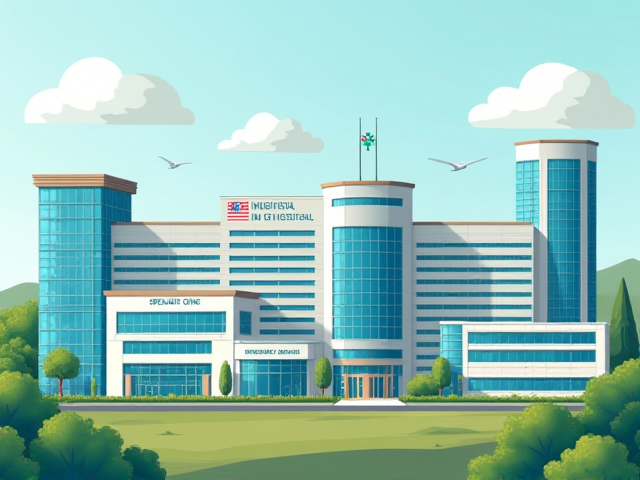 Various types of healthcare facilities including a general hospital, a specialist clinic, and a rehabilitation center
