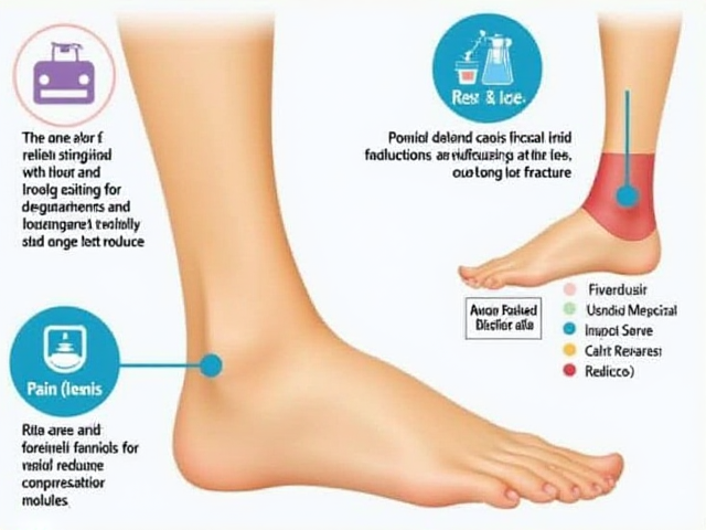 Pain relief methods for sesamoid fractures, focusing on rest, ice, and compression techniques.