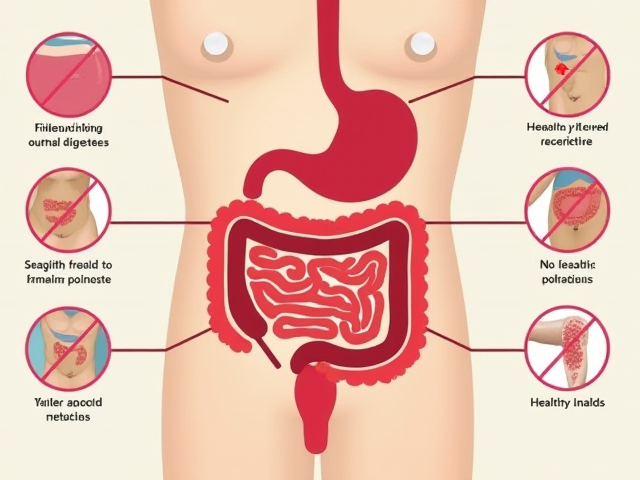 A healthy digestive system infographic showing no signs of hemorrhoids
