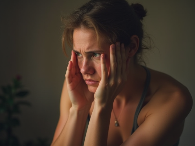 Image describing discomfort after using condom with a worried person