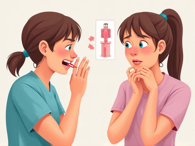 Medical illustration highlighting symptoms such as nausea and pain