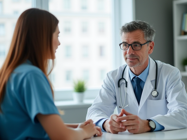 A consultation session between a doctor and a patient.