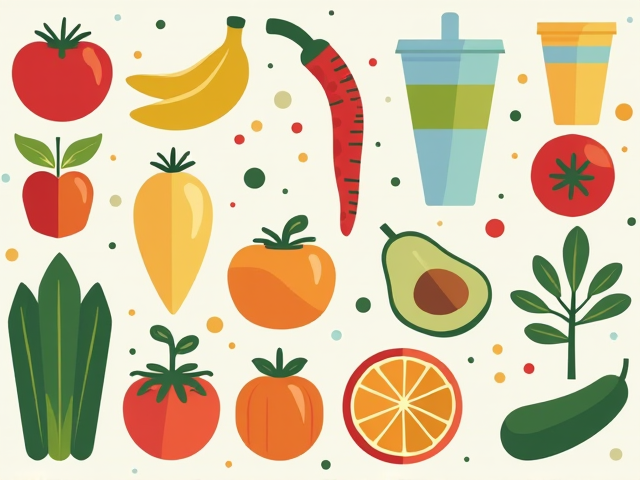 Healthy lifestyle elements including diet, exercise, and hydration