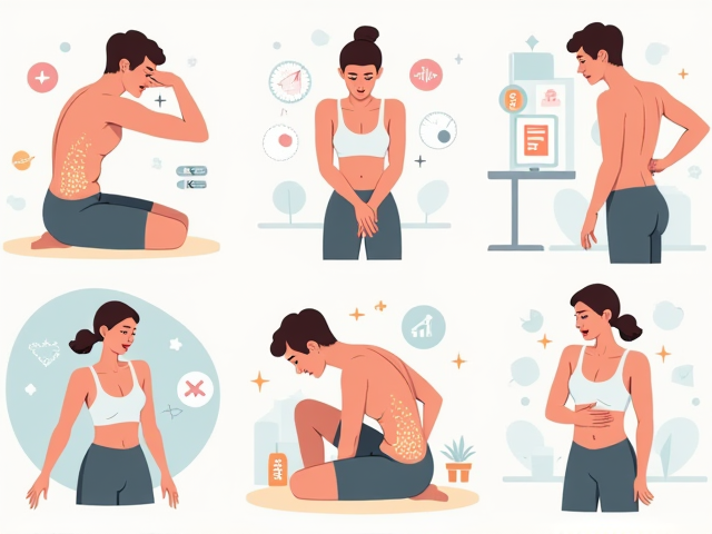 Image illustrating various causes of body aches, such as fatigue, illness, and stress.