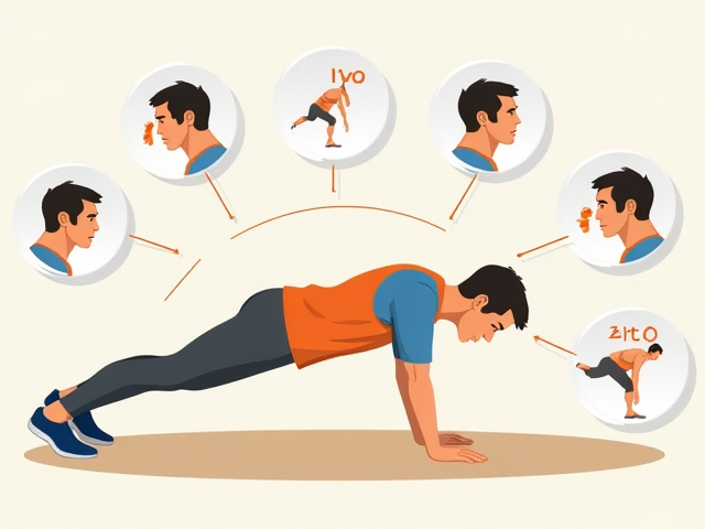 An illustration showing various causes of headaches during push-ups
