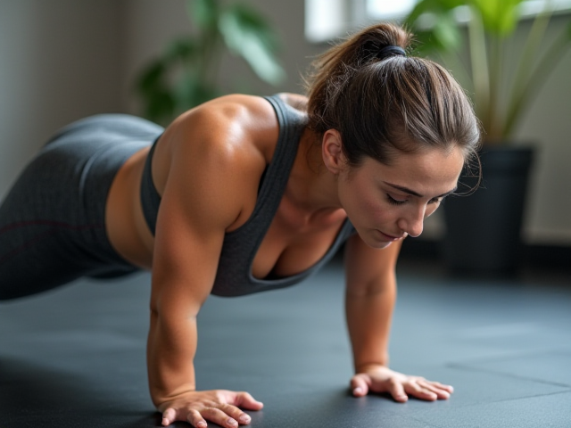 A person performing warm-up exercises before push-ups